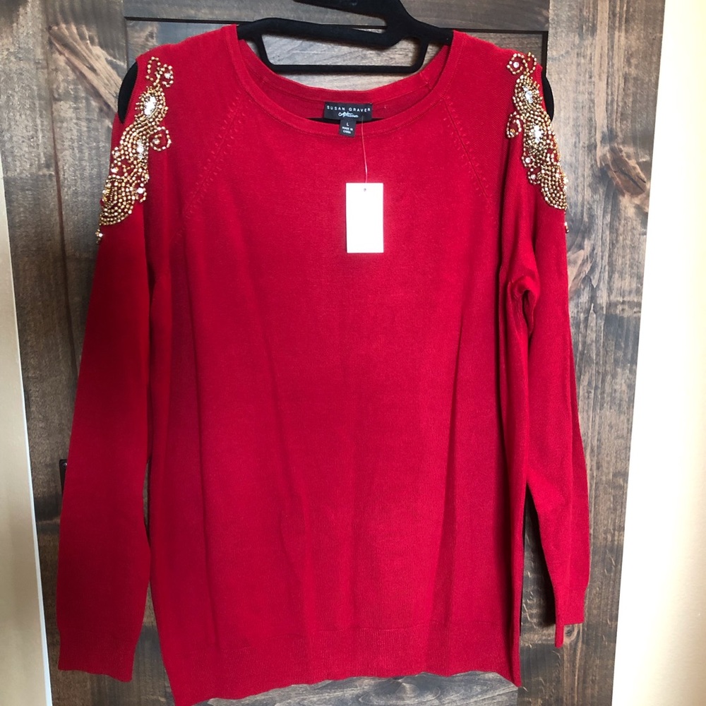 Soft embellished sweater by Susan Graver Artisan